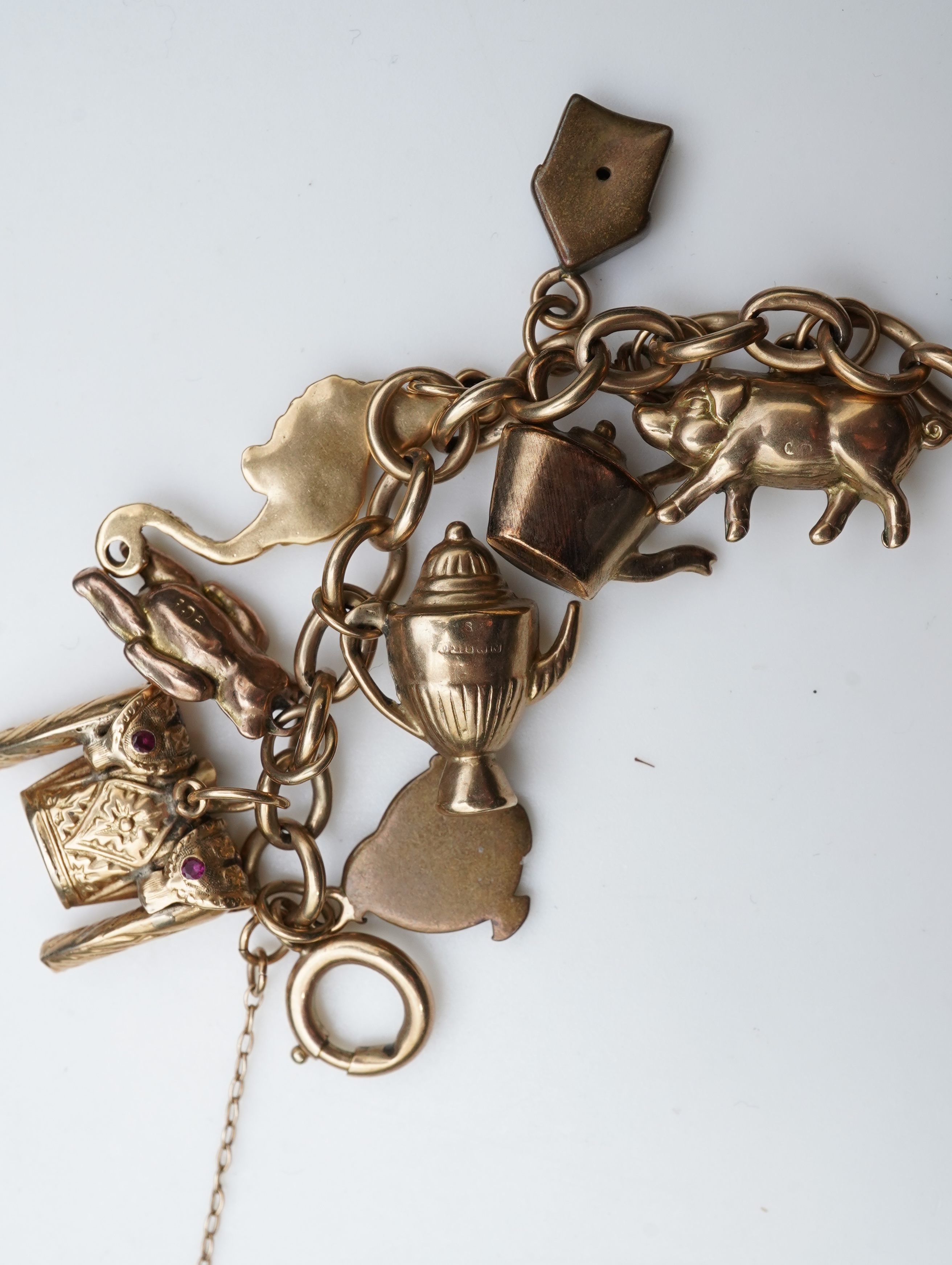 A gold charm bracelet